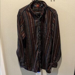 Brown Striped Casual Button Down Shirt